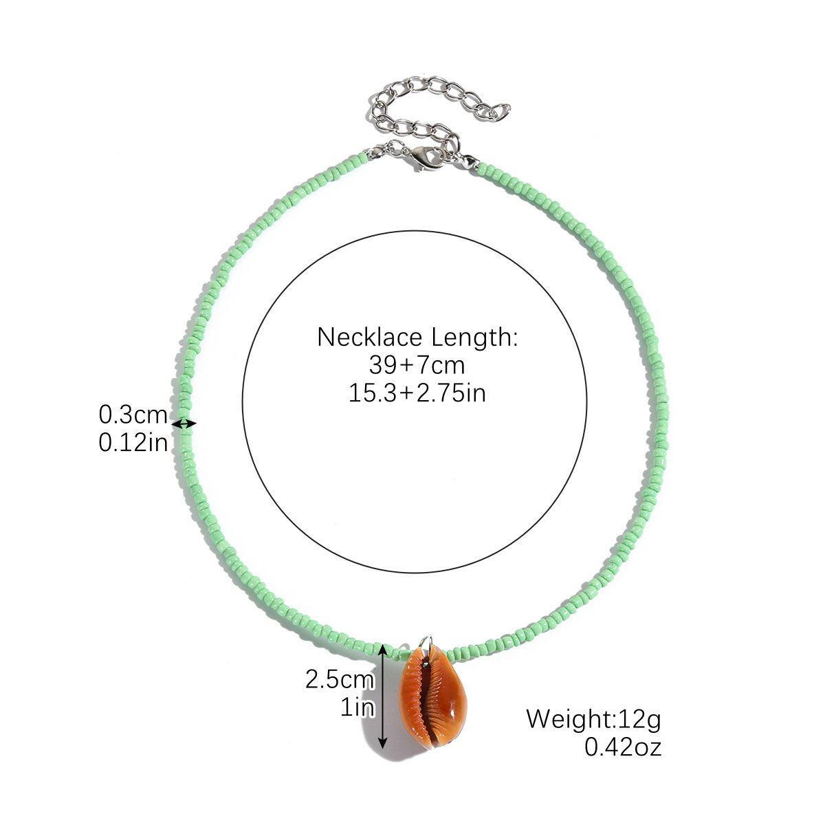 Vibrant Rice-shaped Beads String Necklace with Shell Accents - Image 2