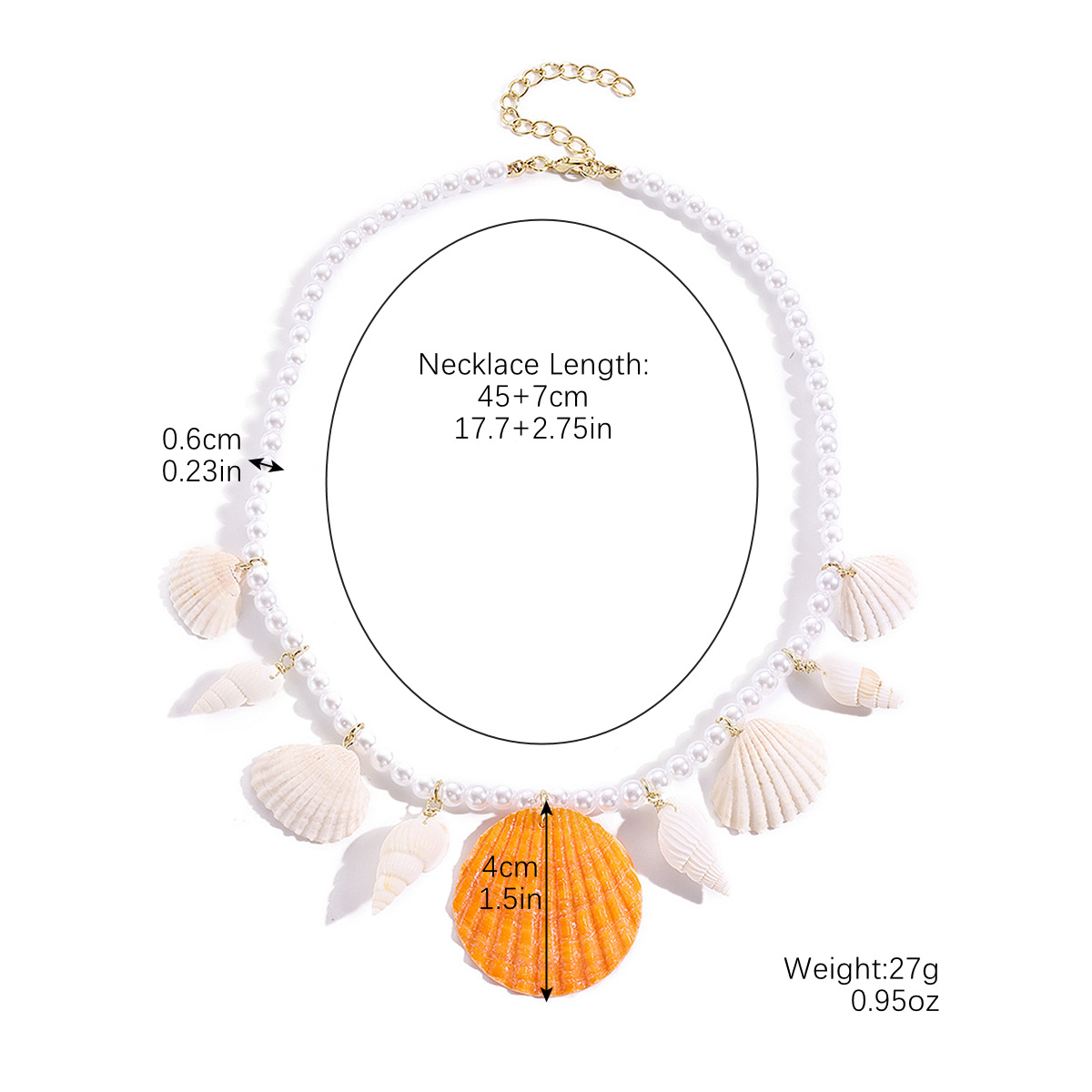 Vibrant Rice-shaped Beads String Necklace with Shell Accents - Image 4