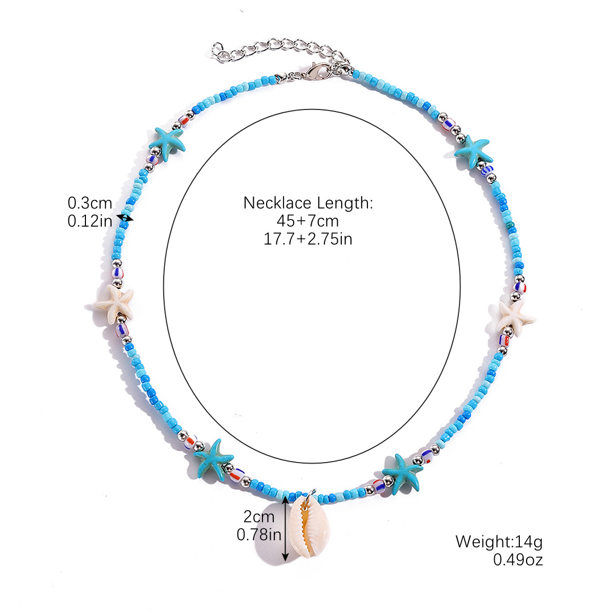 Vibrant Rice-shaped Beads String Necklace with Shell Accents - Image 5