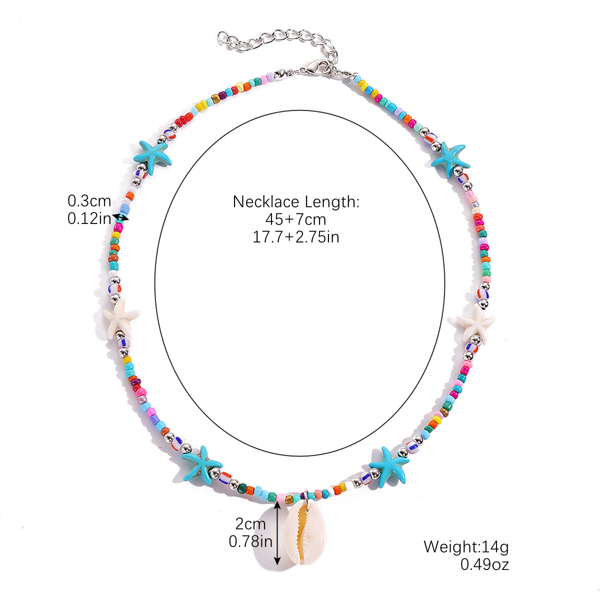 Vibrant Rice-shaped Beads String Necklace with Shell Accents - Image 6