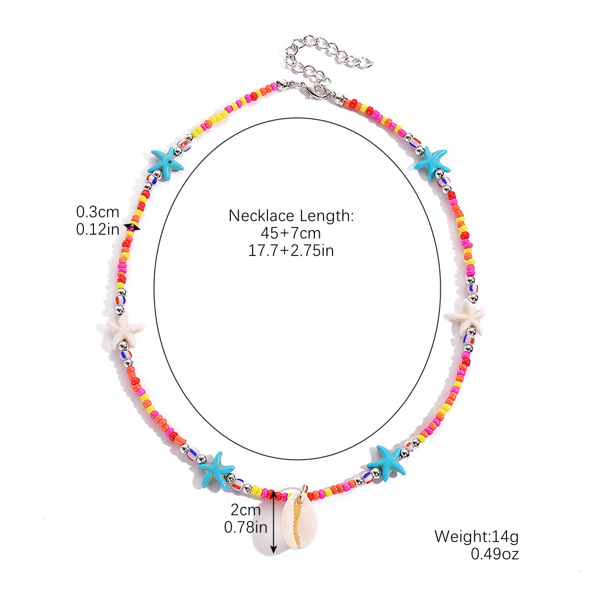 Vibrant Rice-shaped Beads String Necklace with Shell Accents - Image 7