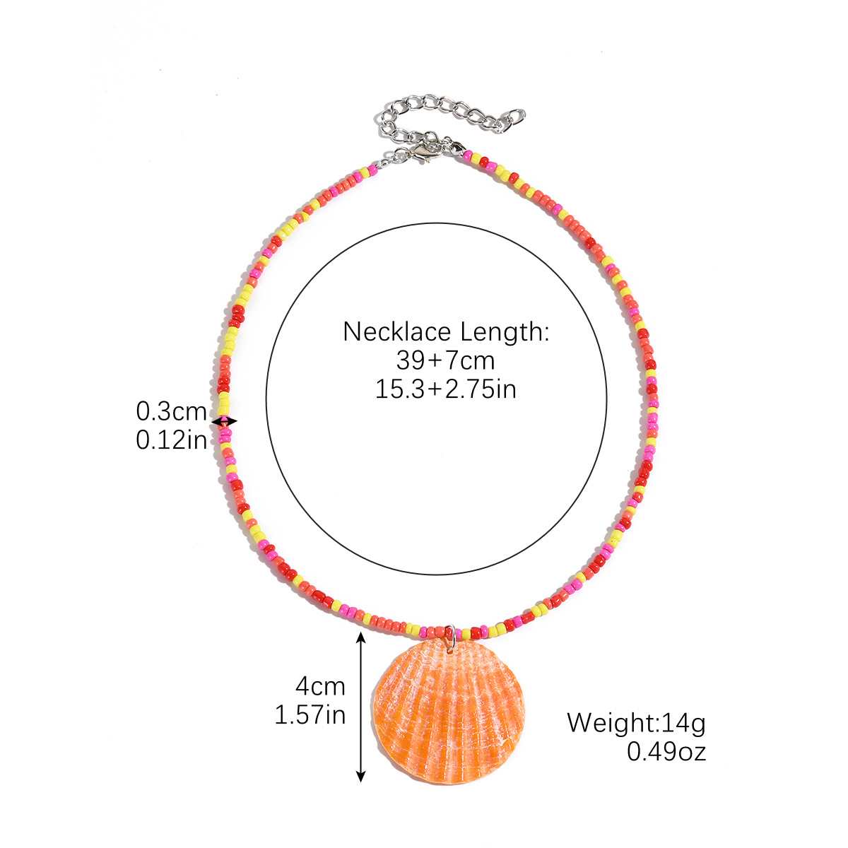 Vibrant Rice-shaped Beads String Necklace with Shell Accents - Image 14