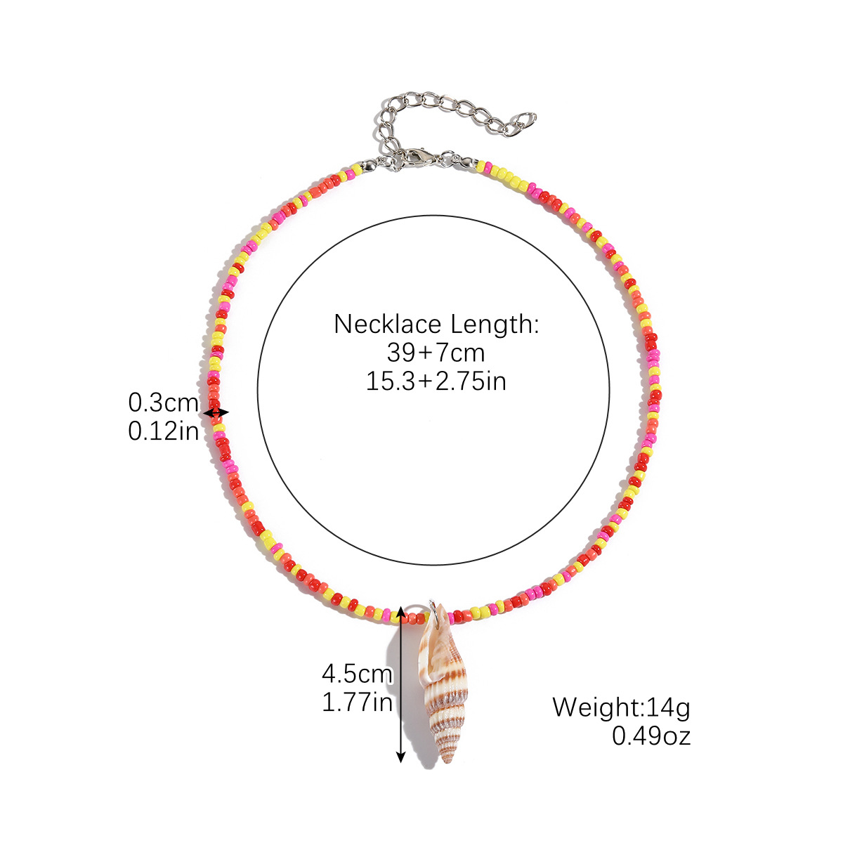 Vibrant Rice-shaped Beads String Necklace with Shell Accents - Image 15