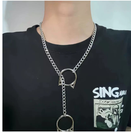 Stylish Retro Punk Metal Chain Necklace for Couples - Image 13