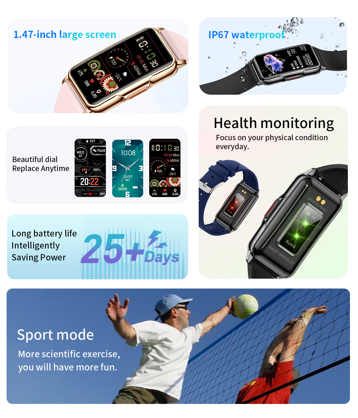Multi-functional Outdoor Smart Sport Bracelet - Women's Health Monitoring Watch - Image 13