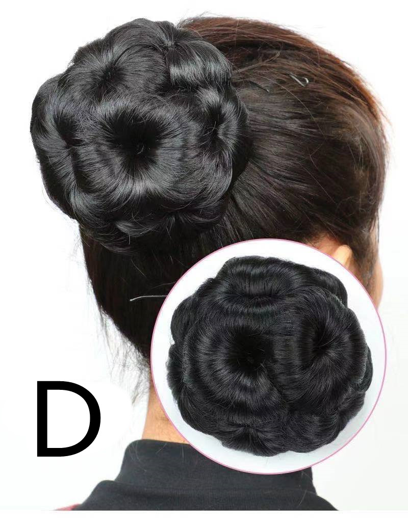 High-Temperature Silk Wig Hair Ring - Elegant Hair Bun & Nine Flower Ball Bridal Costume Accessory - Image 5