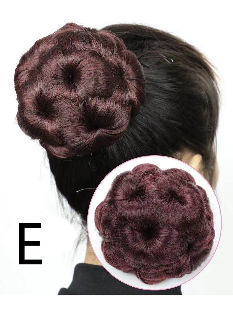 High-Temperature Silk Wig Hair Ring - Elegant Hair Bun & Nine Flower Ball Bridal Costume Accessory - Image 6