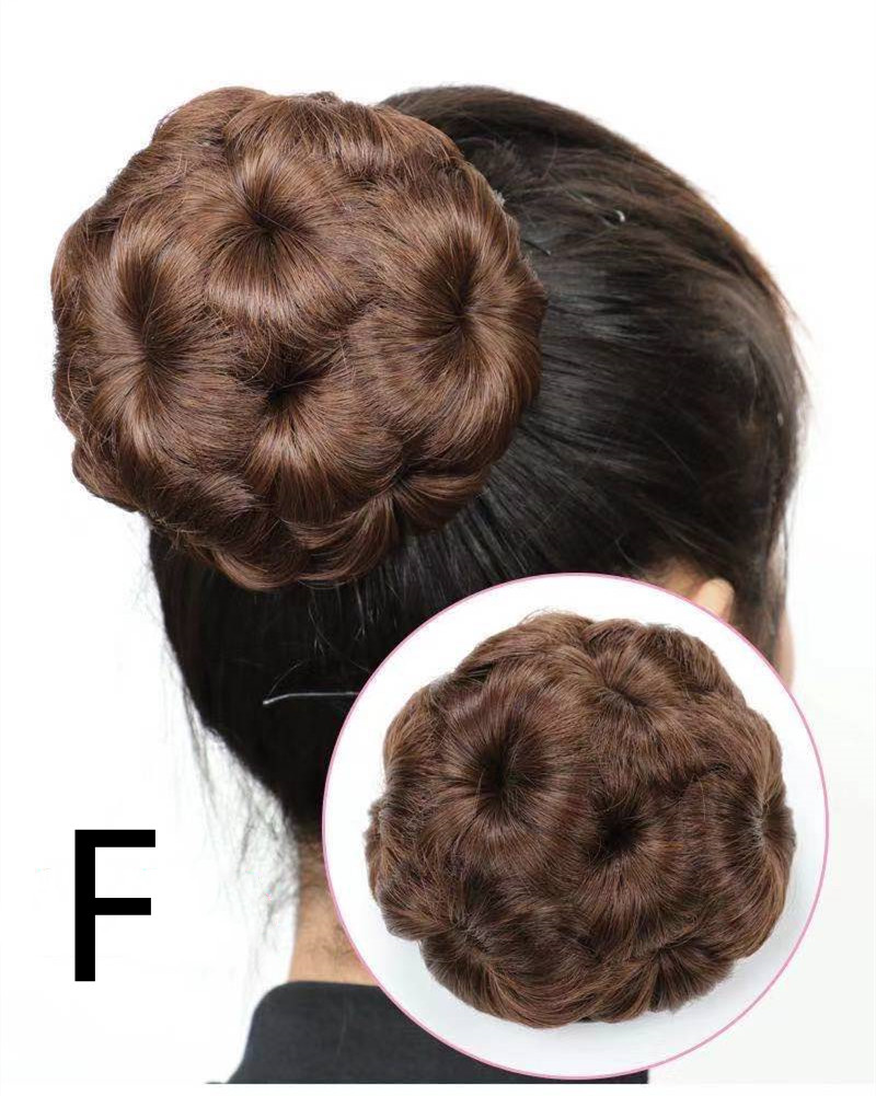 High-Temperature Silk Wig Hair Ring - Elegant Hair Bun & Nine Flower Ball Bridal Costume Accessory - Image 7
