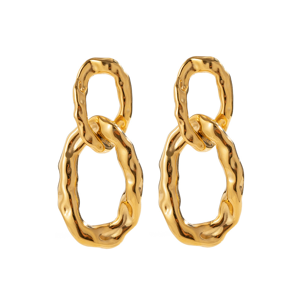 Vintage Cold Ins Style Double Ring Earrings - Chic Retro Accessory - Image 5