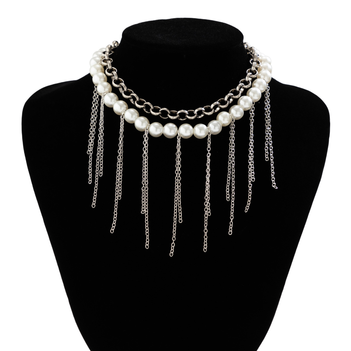 Stylish Double-layer Pearl Tassel Retro Necklace - Women's Accessories - Image 4