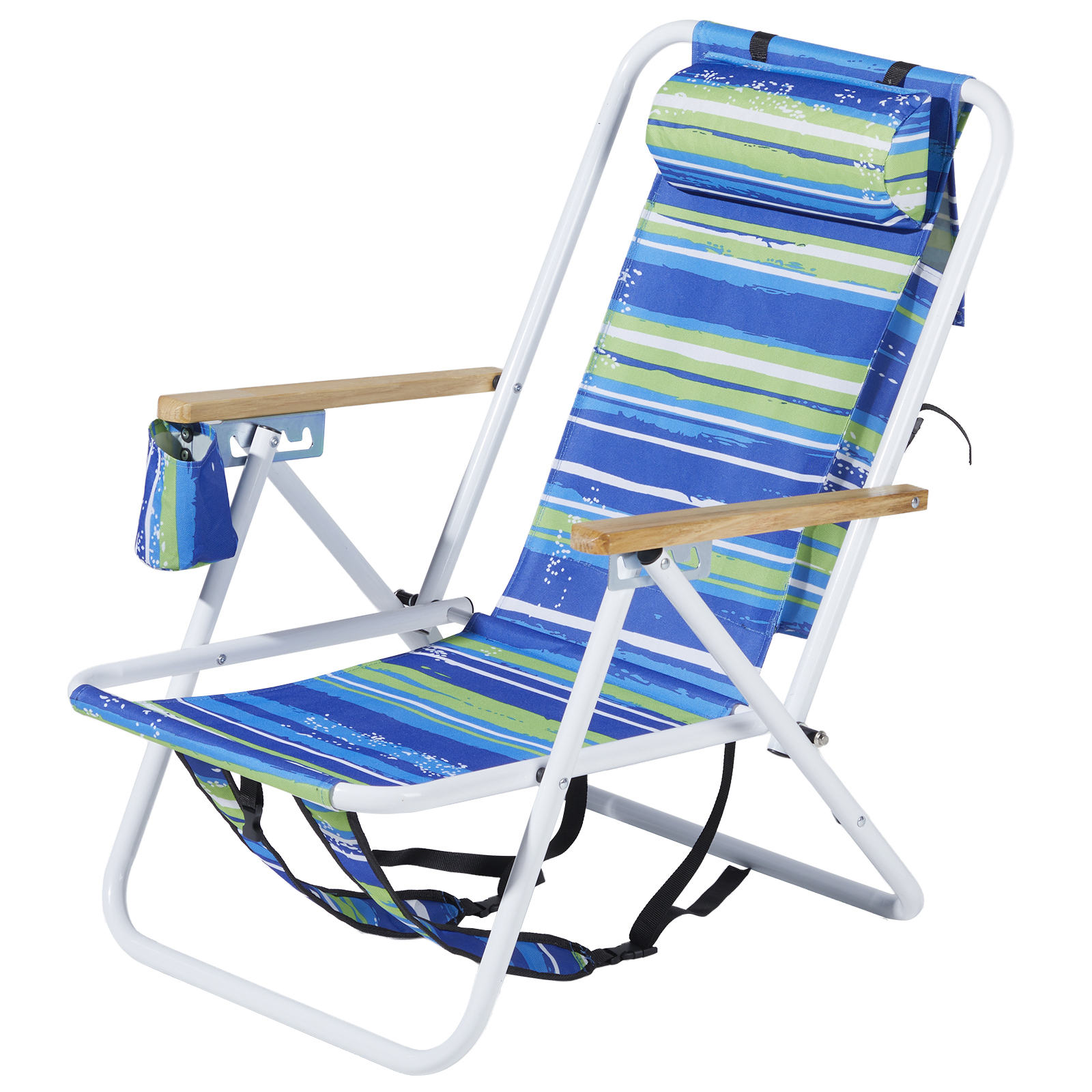 Stylish Blue and Green Horizontal Stripes Beach Chair for Ultimate Comfort - Image 2