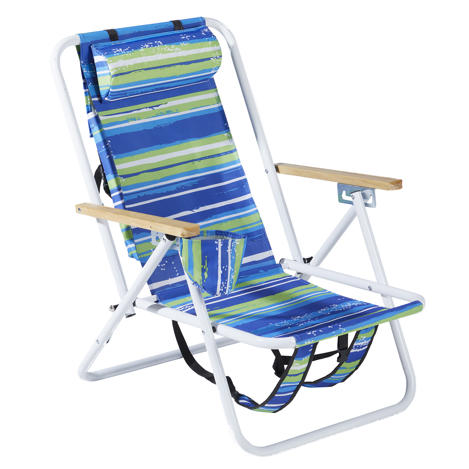 Stylish Blue and Green Horizontal Stripes Beach Chair for Ultimate Comfort - Image 6