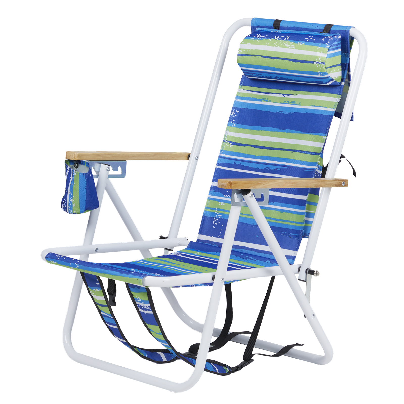 Stylish Blue and Green Horizontal Stripes Beach Chair for Ultimate Comfort - Image 8