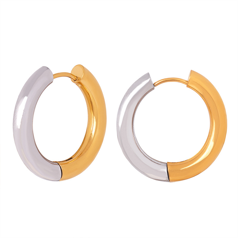 Elegant Titanium Steel Round Earrings for Women - Stylish Jewelry Accessory - Image 3