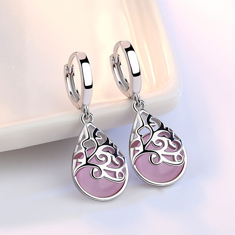 925 Silver-Plated Fashion Trend Moonlight Opal Totem Earrings for Women - Unique Wishing Pool Personality Jewelry - Image 2