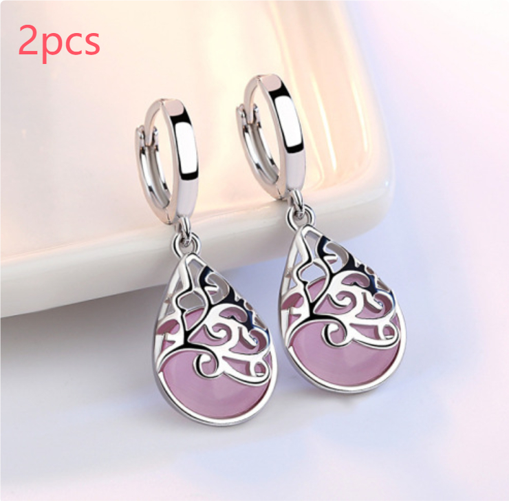 925 Silver-Plated Fashion Trend Moonlight Opal Totem Earrings for Women - Unique Wishing Pool Personality Jewelry - Image 6