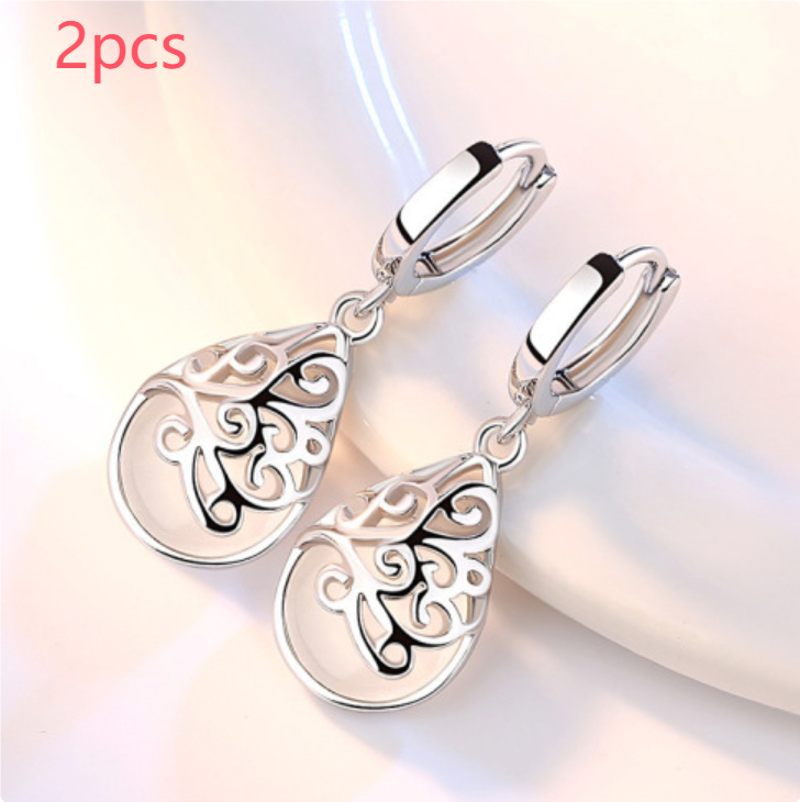 925 Silver-Plated Fashion Trend Moonlight Opal Totem Earrings for Women - Unique Wishing Pool Personality Jewelry - Image 7