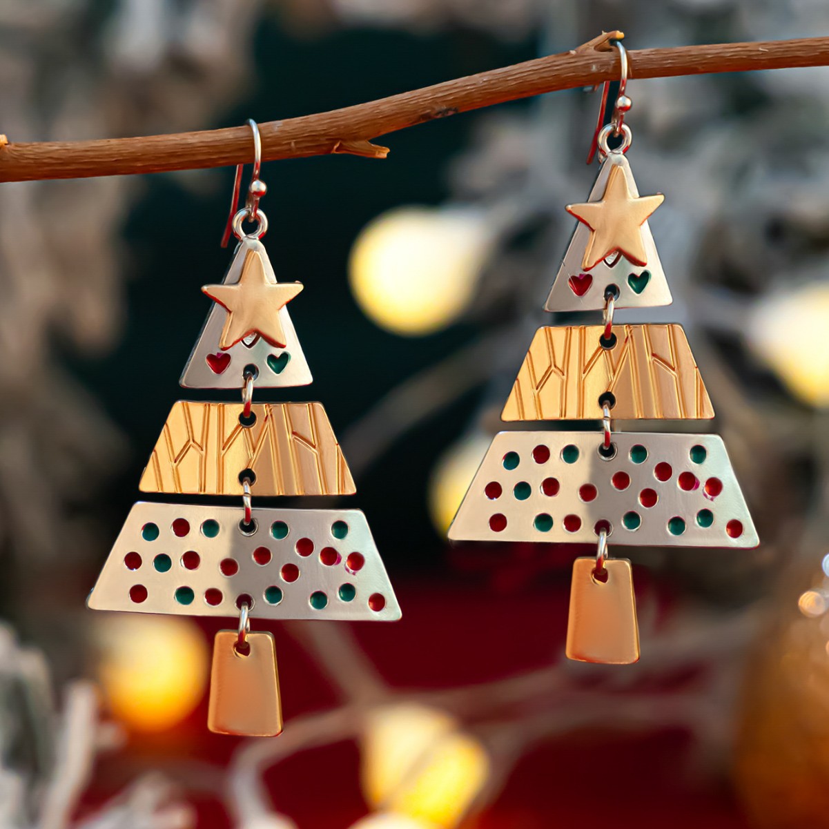 Christmas Tree Necklace and Earrings Set - Festive Pendant Jewelry for Xmas and New Year Celebrations - Image 4