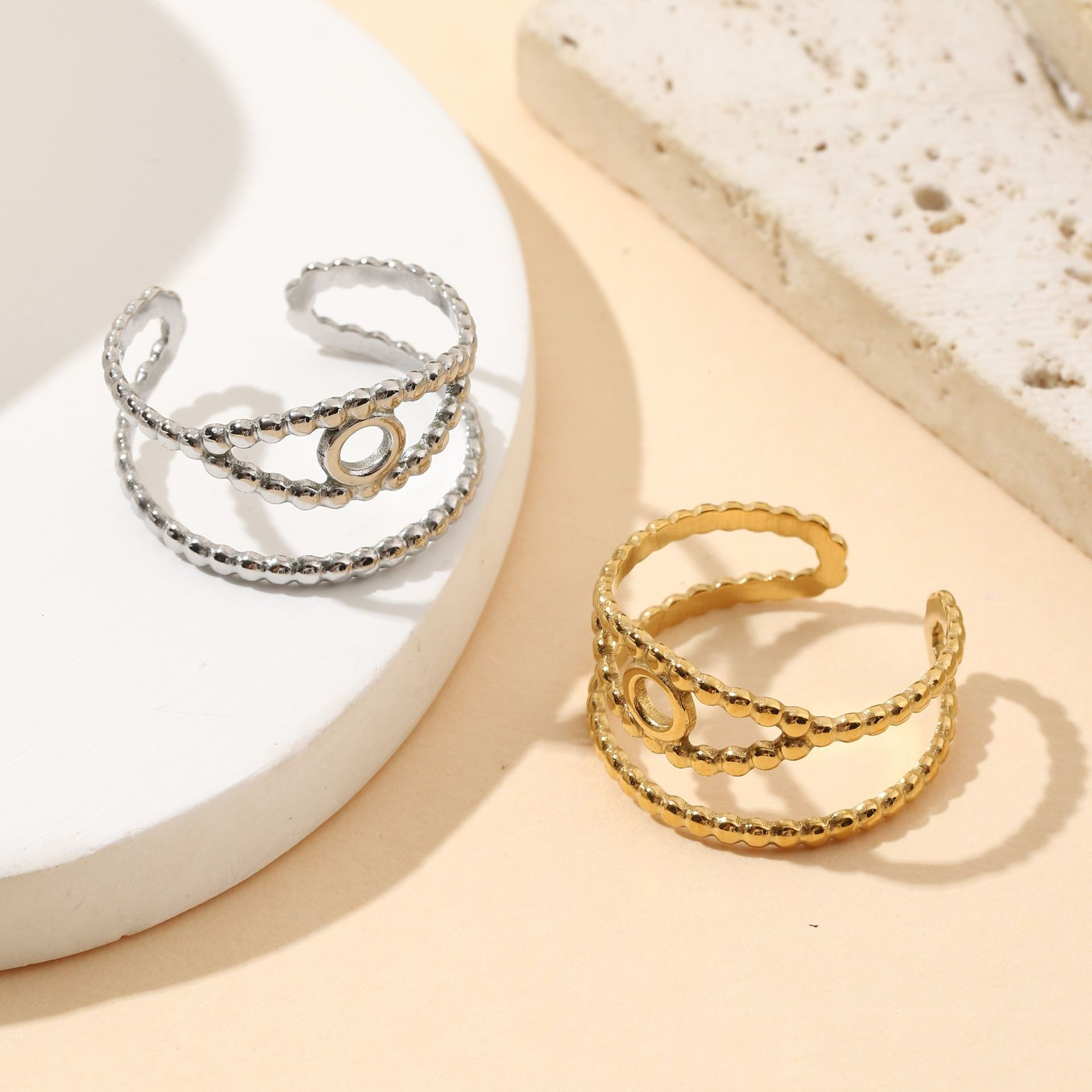 Elegant French Retro Stainless Steel Ring for Women - Timeless Style