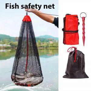 Portable Wild Fishing Drawstring Bag - Durable Grain Wheat Fishnet with Encryption Mesh & Oxford Cloth Edge for Mini Fish Protection