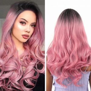 Gradient Color Long Curly Hair Big Wave High-Temperature Fiber Wig for Stunning Style