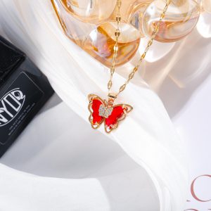 Fashionable Butterfly Necklace for Women - Simple Micro Inlaid Zircon Clavicle Chain