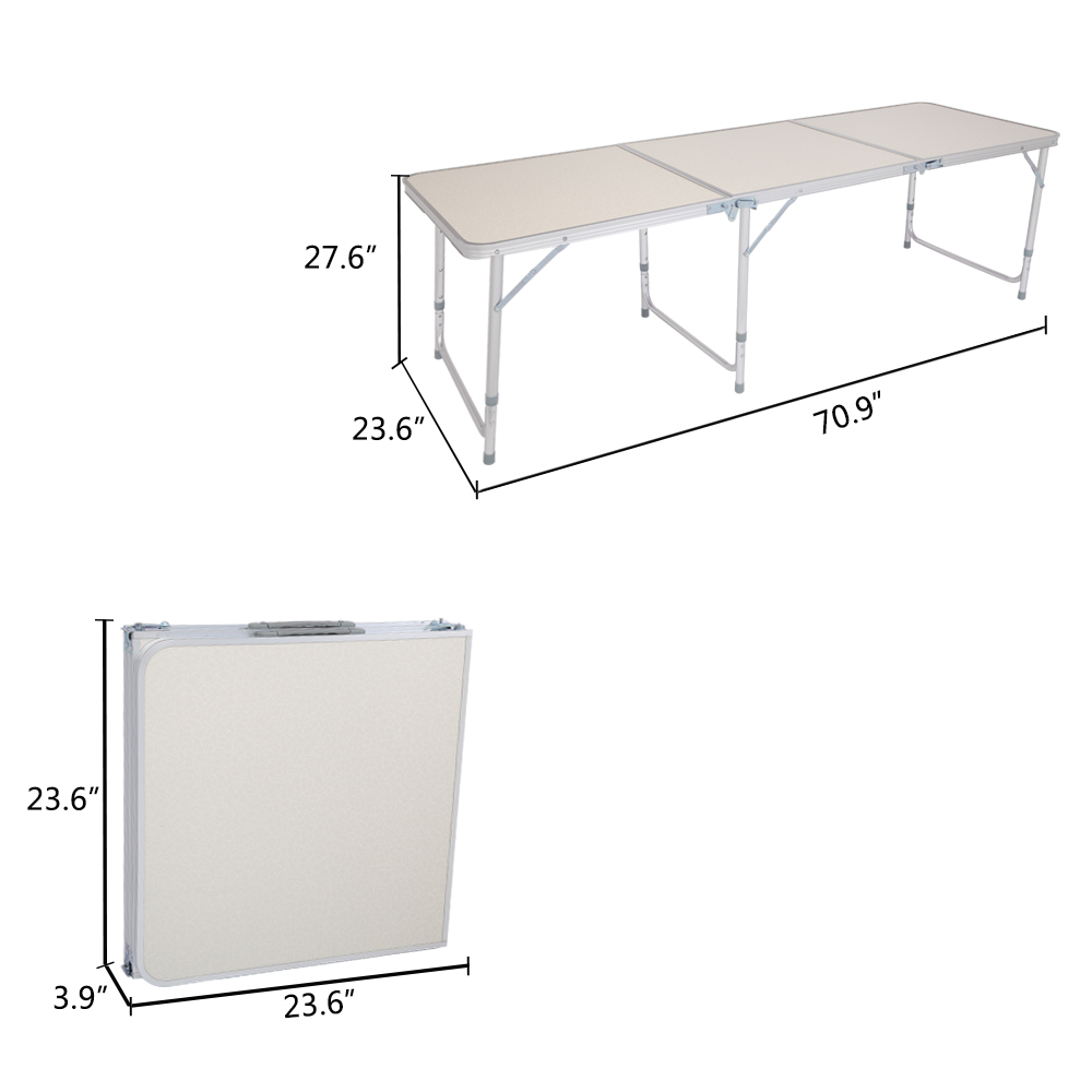 6ft Silver Outdoor Folding Table - Durable Aluminum Alloy, 50kg Capacity