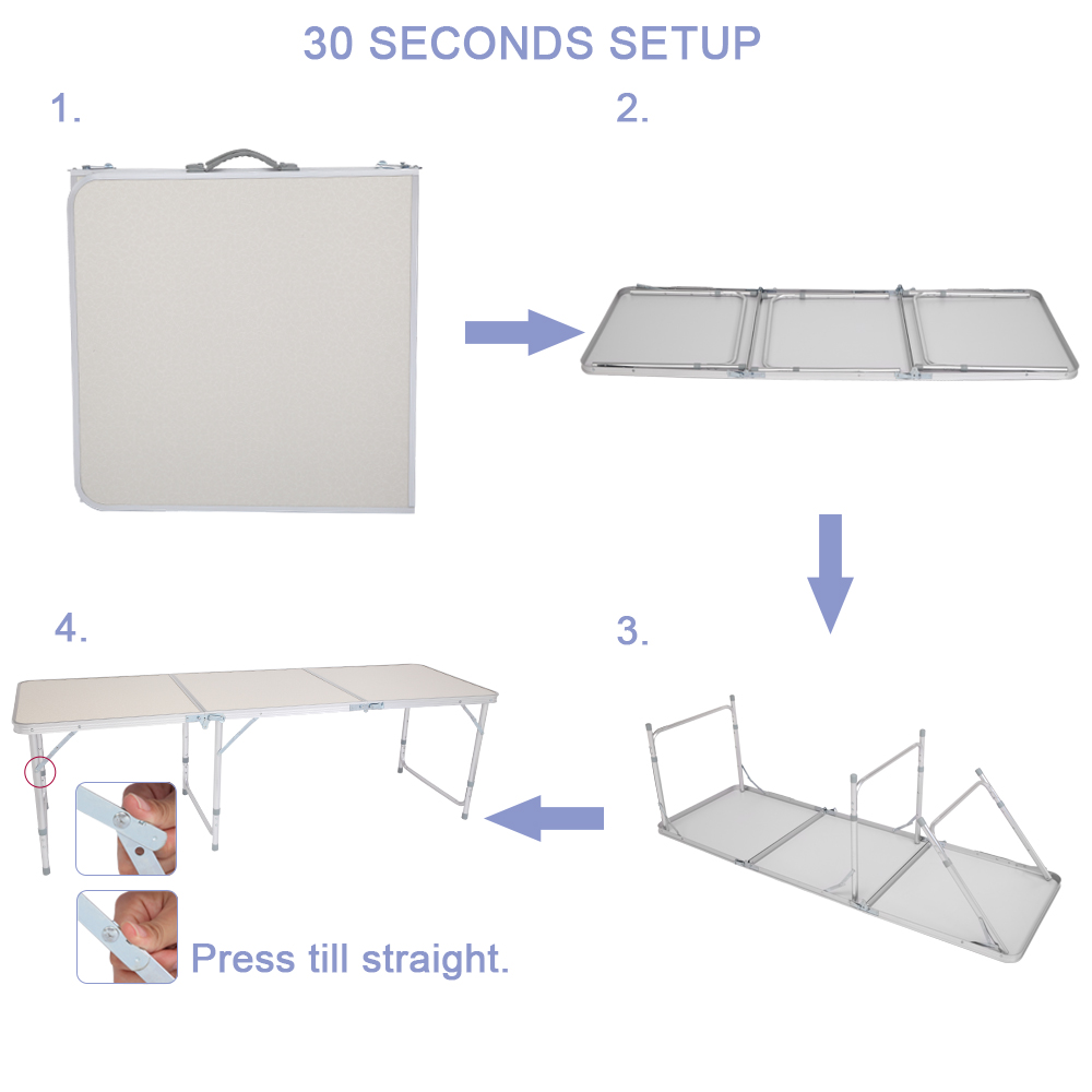 6ft Silver Outdoor Folding Table - Durable Aluminum Alloy, 50kg Capacity - Image 14