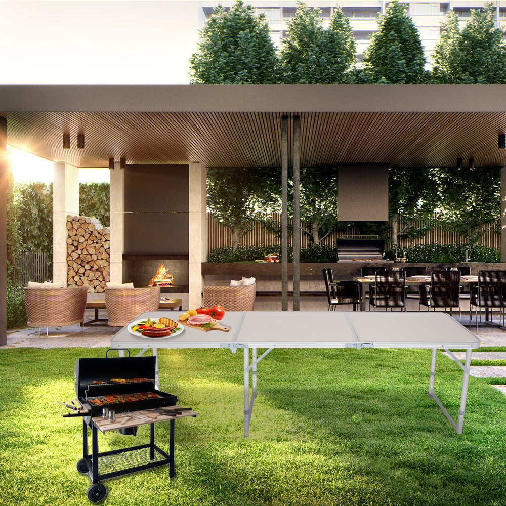 6ft Silver Outdoor Folding Table - Durable Aluminum Alloy, 50kg Capacity - Image 16