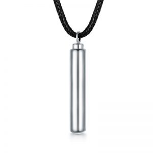Sterling Silver Cylinder Cremation Necklace | Urn Jewelry for Dogs & Humans | Hair Memorial Pendant