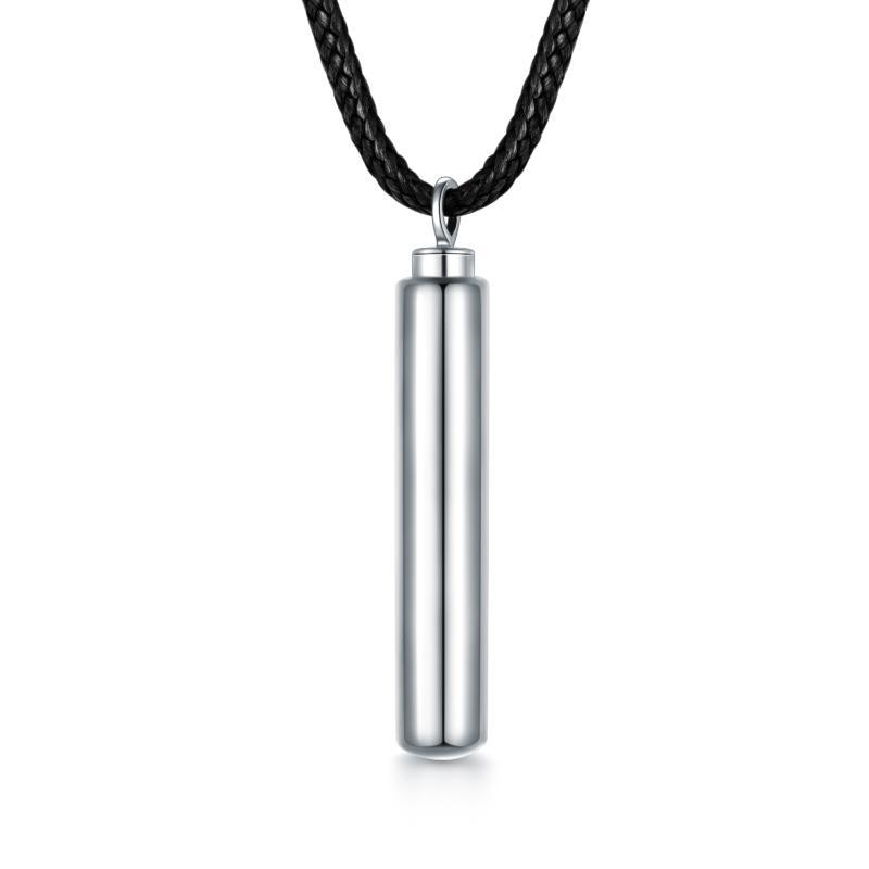 Sterling Silver Cylinder Cremation Necklace | Urn Jewelry for Dogs & Humans | Hair Memorial Pendant