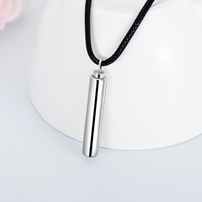 Sterling Silver Cylinder Cremation Necklace | Urn Jewelry for Dogs & Humans | Hair Memorial Pendant - Image 3