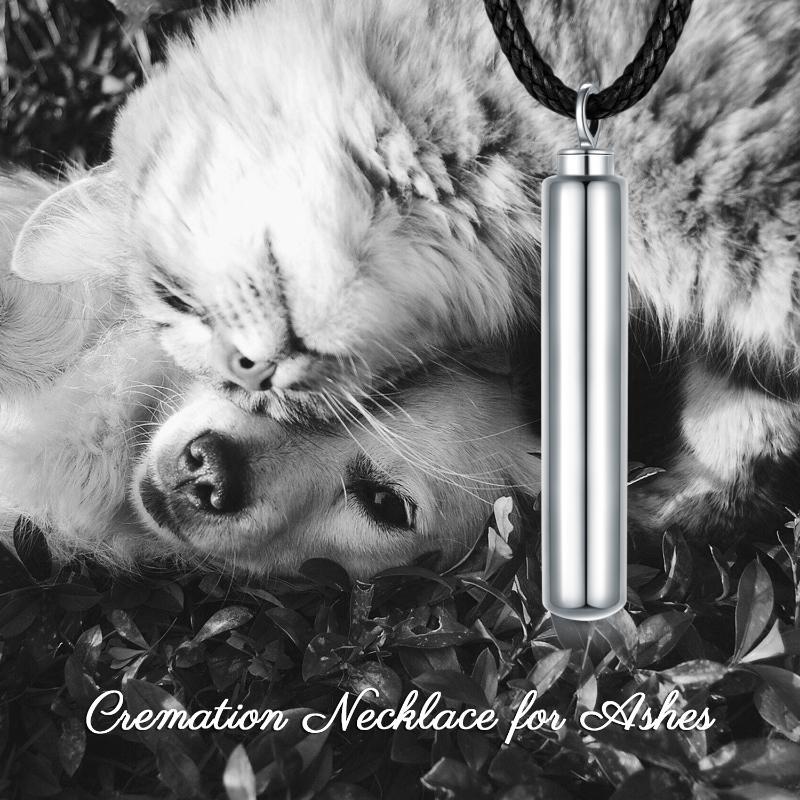 Sterling Silver Cylinder Cremation Necklace | Urn Jewelry for Dogs & Humans | Hair Memorial Pendant - Image 5