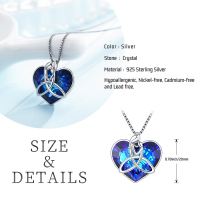 925 Sterling Silver Irish Celtic Knot Heart Pendant with Crystal - Mother’s Jewelry Gift - Image 4