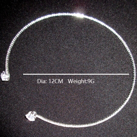 Elegant Silver Rhinestone Heart Choker Necklace for Women - Simple Open Collar Torque Jewelry Accessories - Image 5