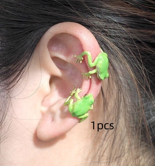 Charming Tree Frog Ear Clip & Adjustable Ring - Cute Fashion Jewelry