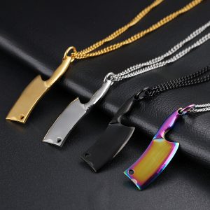Men's Stainless Steel Necklace with Colorful Glare Classic Pendant - Stylish & Durable
