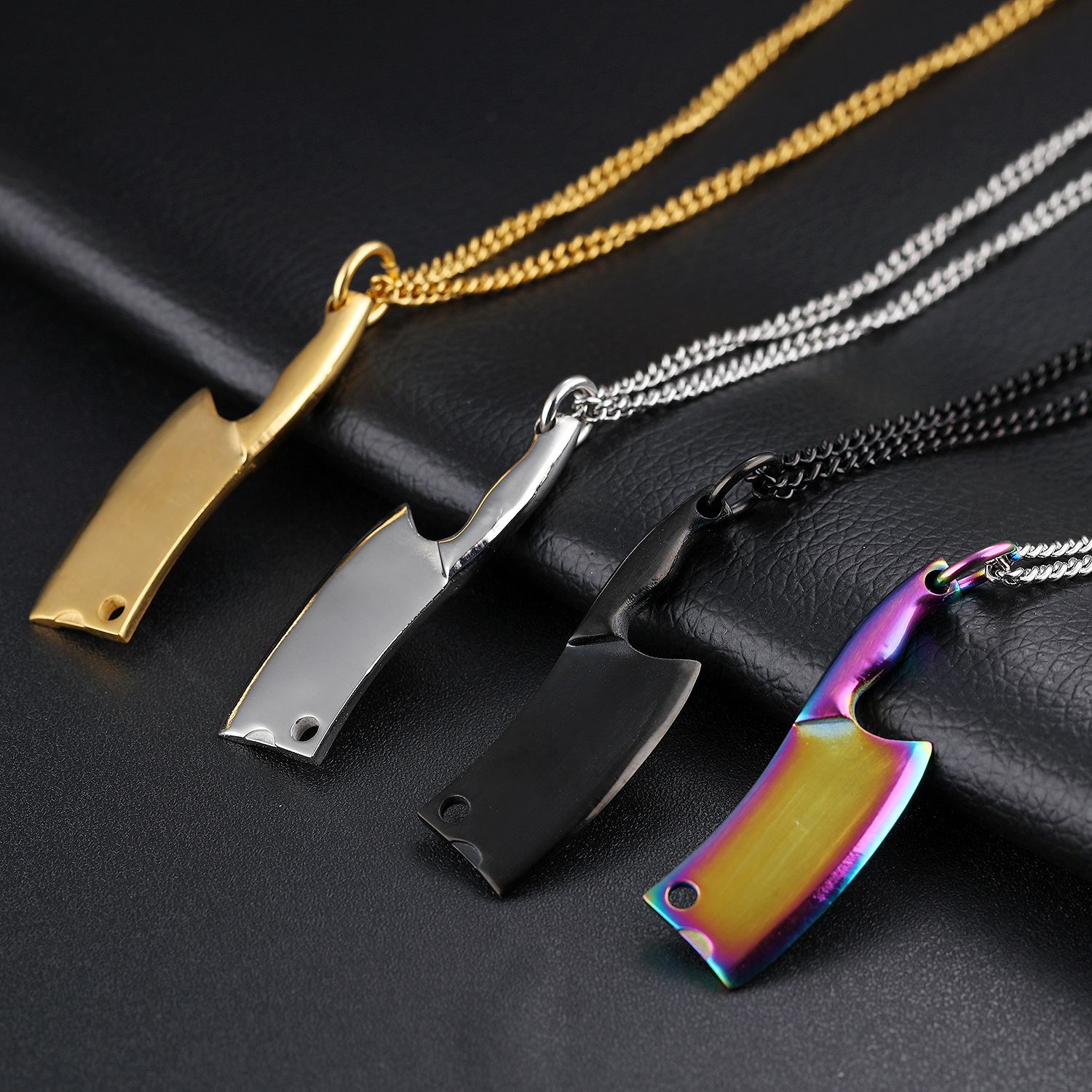 Men's Stainless Steel Necklace with Colorful Glare Classic Pendant - Stylish & Durable