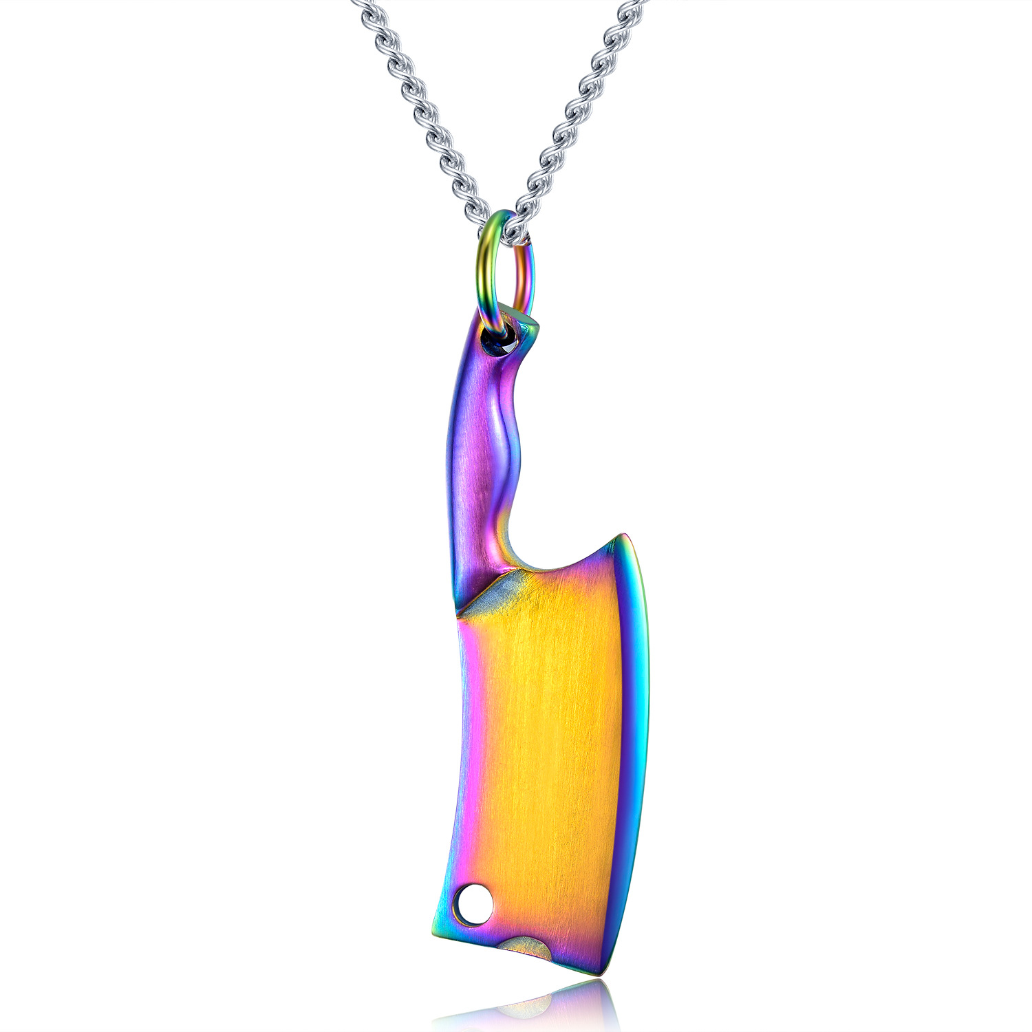 Men's Stainless Steel Necklace with Colorful Glare Classic Pendant - Stylish & Durable - Image 4