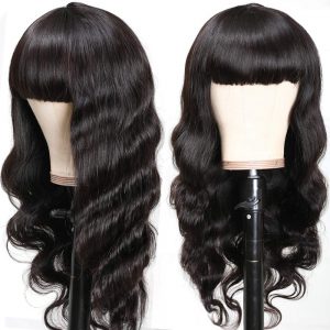 Real Hair Body Headgear Wig with Bangs - Premium Quality Real Hair Wig