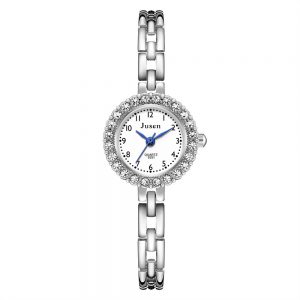 Diamond-Embellished Alloy Thin Steel Band Women's Digital Watch Bracelet