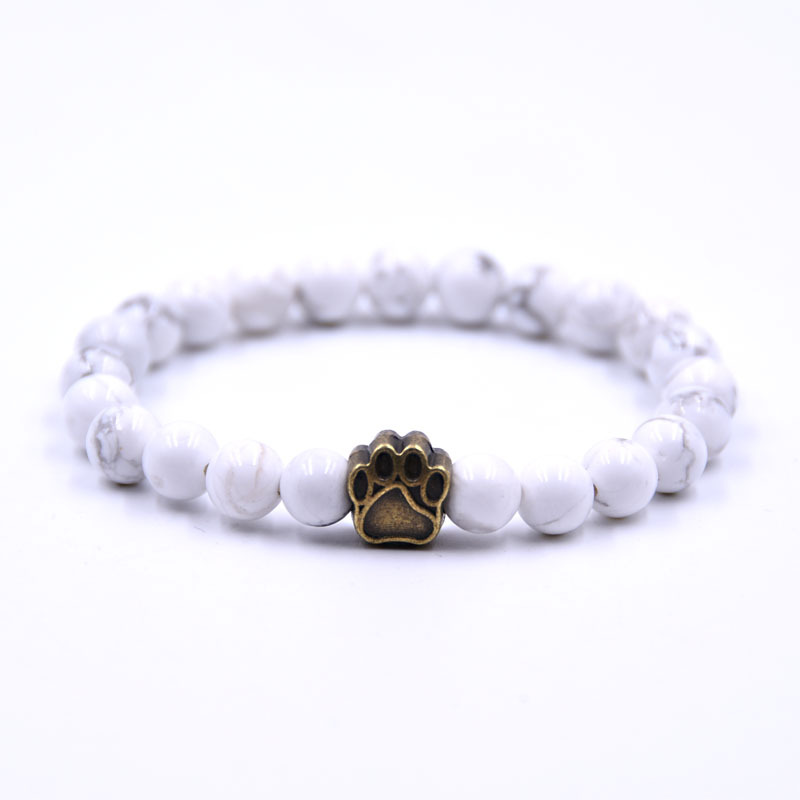 Volcanic Stone Dog Paw Bracelet with Tiger Eye Gemstone for Pet Lovers - Image 2