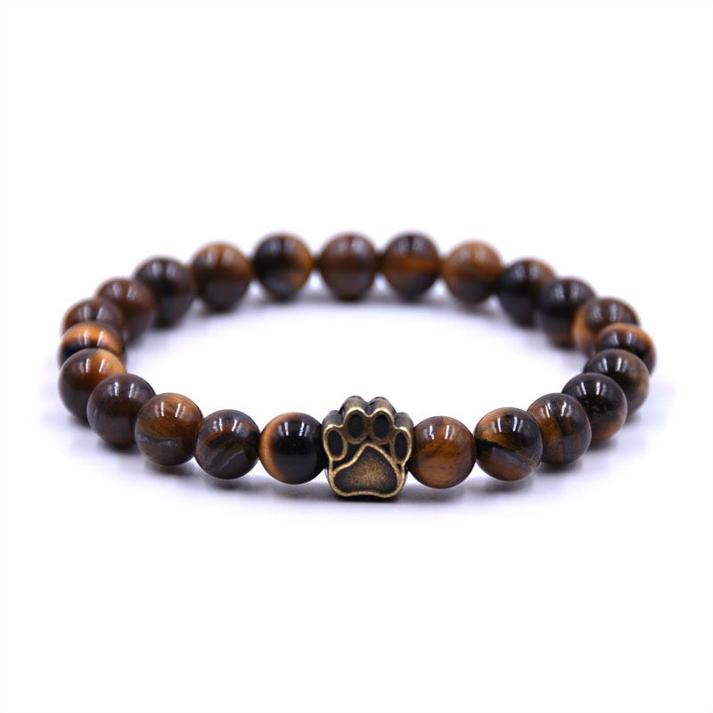 Volcanic Stone Dog Paw Bracelet with Tiger Eye Gemstone for Pet Lovers - Image 3