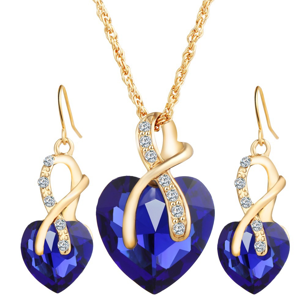 Heart-Shaped Faux Austrian Crystal Zircon Earrings - Elegant & Dazzling