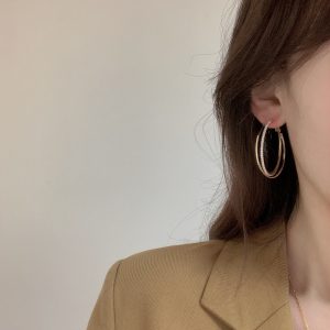 Stylish Metal Cold Bracelet Earrings Set - Simple Elegance Ring