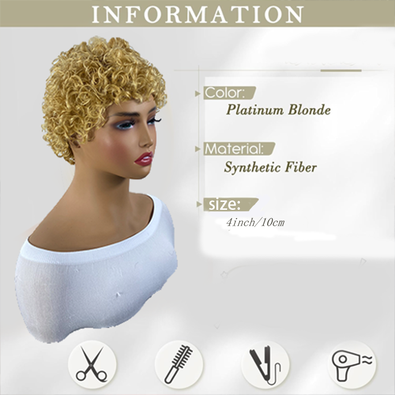 Curly Real Human Hair Wigs for Women - Ultra-Short Pixie Cut with Breathable Cap, Perfect for All Ethnicities & African Curls - Image 5