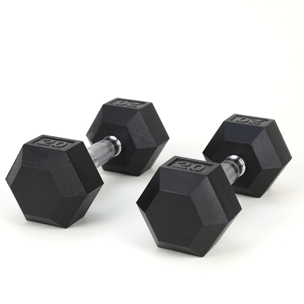 20LB 2 HDRS Rubber Coated Solid Cast Iron Dumbbells - Weekend Shipping Not Available