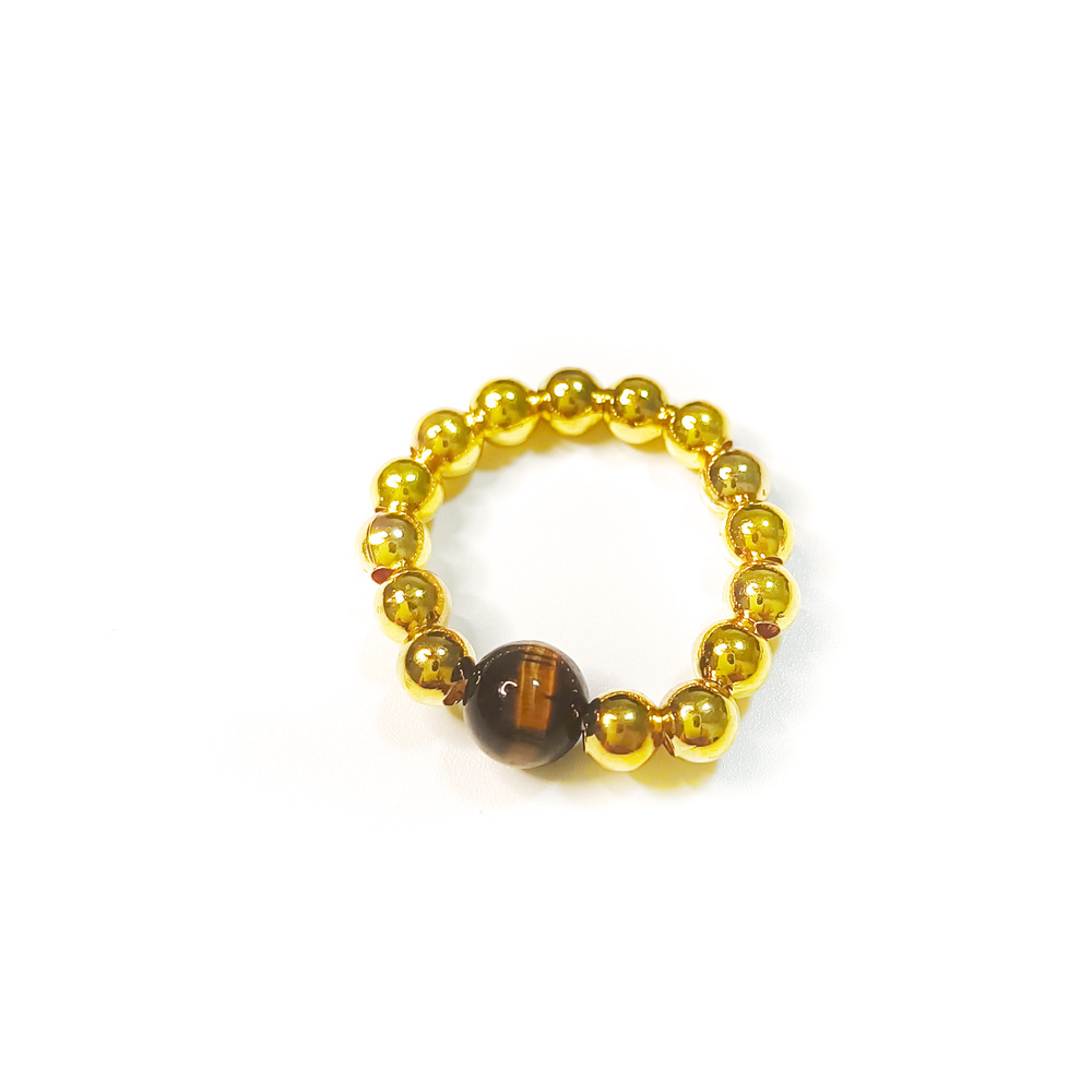 Vintage Natural Beaded Crystal Ring - Simple and Lucky Charm