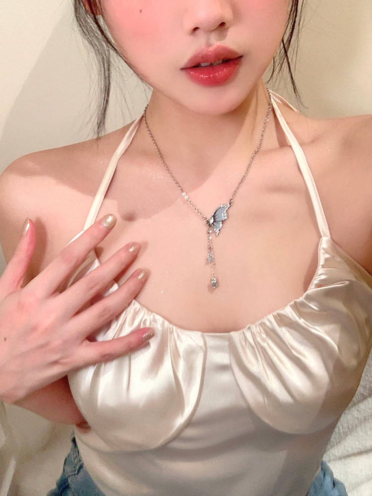 Elegant Butterfly Tassel Pearl Necklace for Women - Clavicle Chain Accessory - Image 6