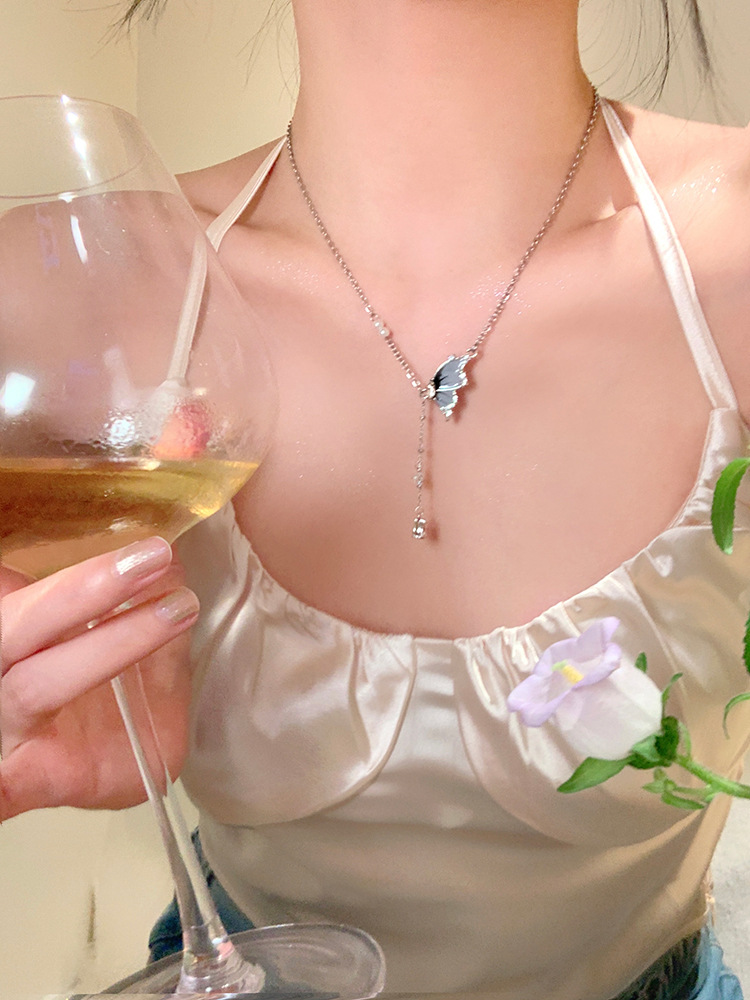 Elegant Butterfly Tassel Pearl Necklace for Women - Clavicle Chain Accessory - Image 7